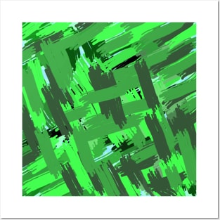 Green Abstract strokes design Posters and Art